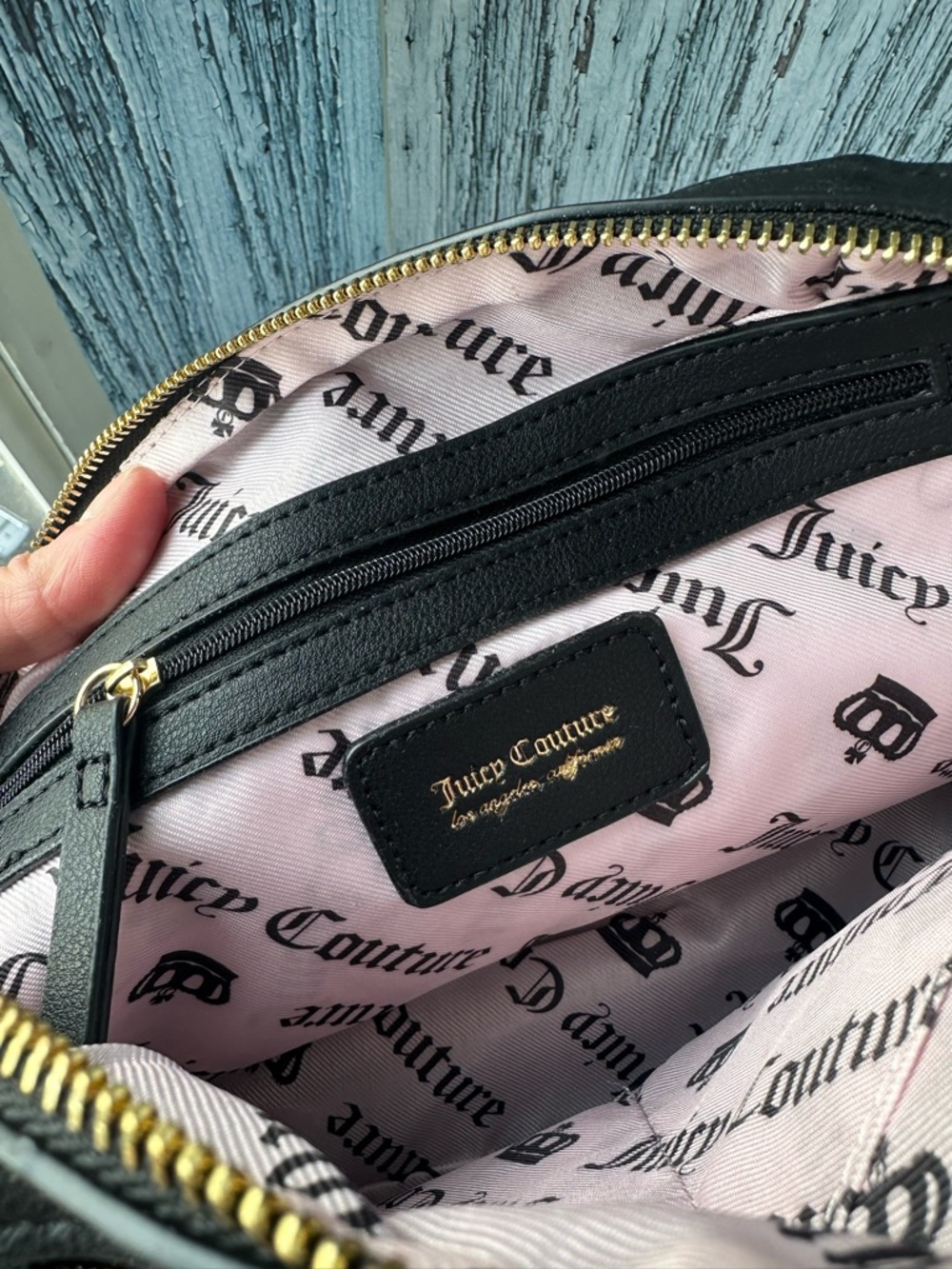 NEW Juicy Couture Black Bowler Bag with Gold Hardware and Crossbody Strap - Picture 7 of 10